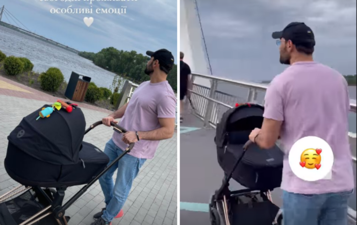 Віталій Козловський вийшов на прогулянку із 3-місячним сином Оскаром